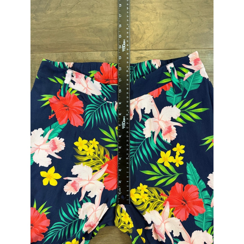 Soft‎ Surroundings Tropical Floral Wide Leg Pants Navy Blue Red PS Petite Small - Picture 8 of 10
